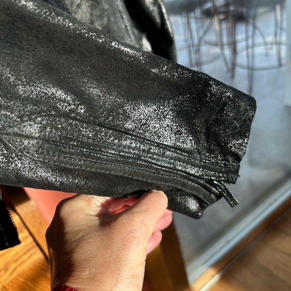 Calvin Klein Black Womens Distressed Leather Jacket Size XS - Picture 9 of 12